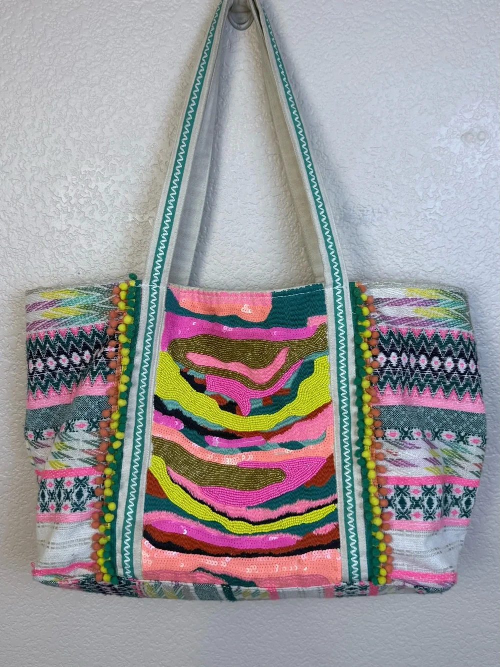 America & Beyond • Daphne Embellished Multi-Colored Hand Beaded Tote
